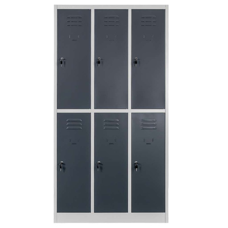 Szafka skrytkowa BHP Mega-M 6 skrytek 90x50x180 cm szara grafitowy front