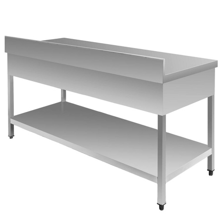 Stół gastronomiczny ze stali nierdzewnej przyścienny z półką i 3 szufladami Mega-M 150x70x85 cm