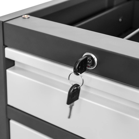 Szafka narzędziowa do stołów warsztatowych Mega-M 37x48.5x41.5 cm 1 szuflada 1 szafka grafitowa szary front