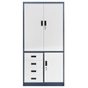Szafa biurowa metalowa na akta Mega-M WENUS pełne drzwi 4 szuflady S-90 cm G-40 cm H-185 cm grafitowa szary front