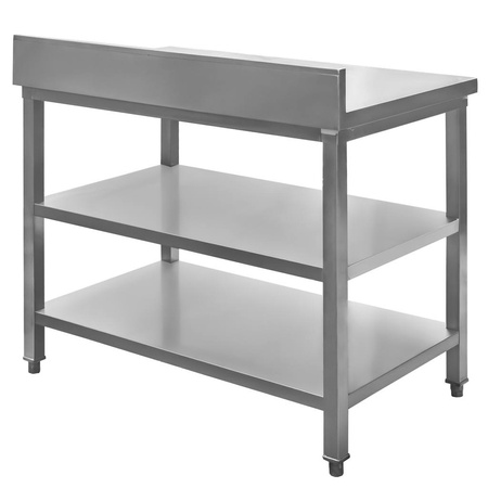 Stół gastronomiczny ze stali nierdzewnej przyścienny z 2 półkami Mega-M 100x70x85 cm