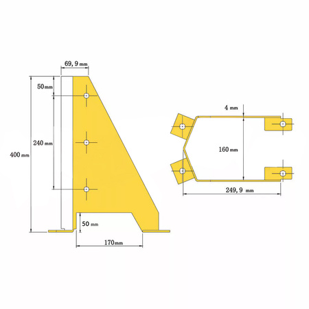 Odbojnica nogi regału magazynowego Mega-M 40x17x30 cm odbój czołowy