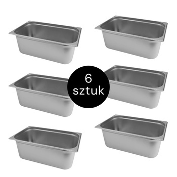Pojemnik GN 1/1 ze stali nierdzewnej Mega-M 53×32,5×20 cm zestaw 6 szt.