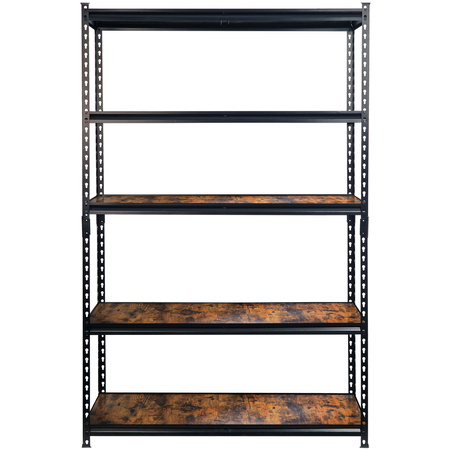 Regał magazynowy Mega-M Pro Loft H-180 cm L-120 cm G-45 cm 5 półek z MDF 6,2 mm okleina drewno (275kg) czarny N
