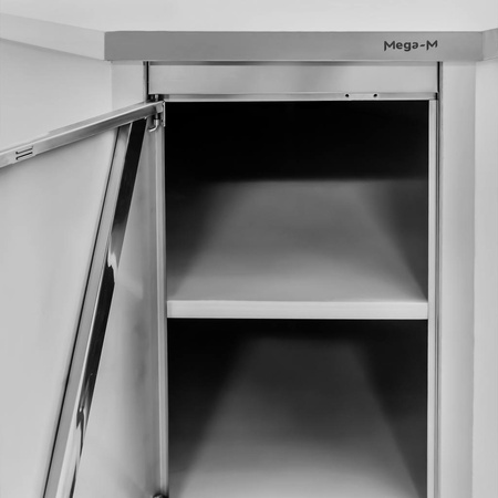 Stół ze stali nierdzewnej narożny z szafką Mega-M S-100 cm G-60 cm H-85 cm N
