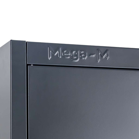 Szafa biurowa metalowa na dokumenty Mega-M pełne drzwi S-120 cm G-40 cm H-185 cm grafitowa