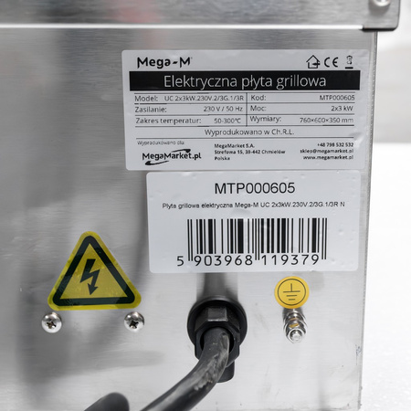 Płyta grillowa elektryczna Mega-M UC 2x3kW.230V.2/3G.1/3R N