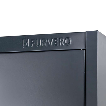 Szafa biurowa metalowa na dokumenty FURVERO pełne drzwi S-90 cm G-40 cm H-185 cm grafitowa