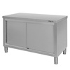 Stół ze stali nierdzewnej centralny z szafką Mega-M S-150 cm G-70 cm H-85 cm N