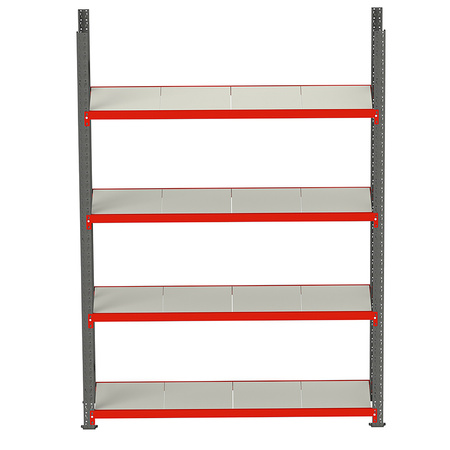 Regał metalowy magazynowy 4-półkowy Mega-M FORTIS H-200 cm L-217 cm G-50 cm moduł bazowy