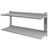 Półka ze stali nierdzewnej wisząca dwupoziomowa Mega-M 150x30 cm