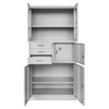 Szafa biurowa metalowa Mega-M WENUS W-13 na akta przeszklona z sejfem szara S- 90 cm G- 40 cm H-185 cm skręcana N
