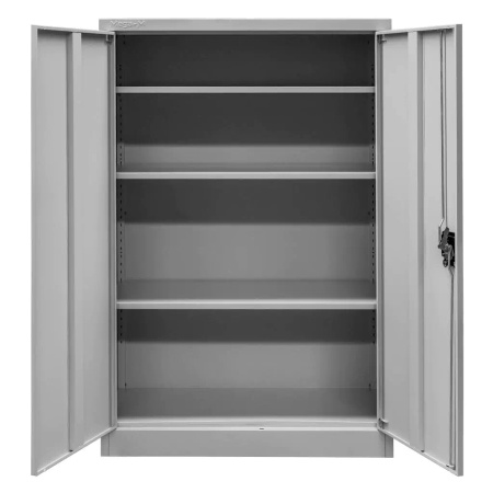 Szafa biurowa metalowa na dokumenty Mega-M pełne drzwi S-90 cm G-40 cm H-140 cm szara
