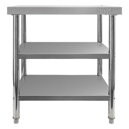 Stół gastronomiczny ze stali nierdzewnej centralny z 2 półkami Mega-M X STANDARD 80x60x85 cm