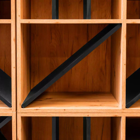 Moduł regału ozdobnego na wino/alkohole mocne Mega-M H-86 cm L-100 cm G-40 cm dąb artisan/czarny