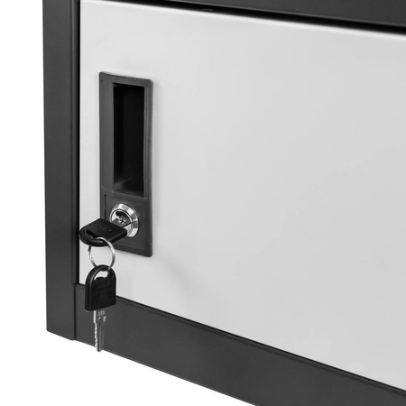 Szafka narzędziowa Mega-M do stołów warsztatowych 1 szuflada + 1 szafka z drzwiami S-37 cm x G-48,6 cm x H-50 cm system 01 grafit/front szary N