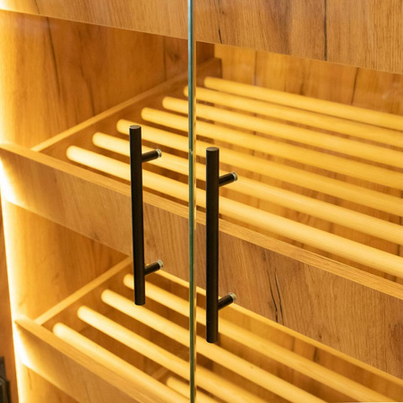 Regał na pieczywo z szybą Mega-M H-205 cm L-100 cm G-58 cm dąb kraft