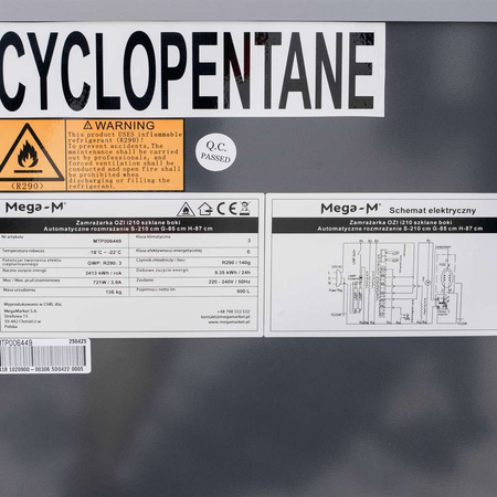 Zamrażarka skrzyniowa przeszklony panoramiczny front 621 L Mega-M OZI i210 NoFrost