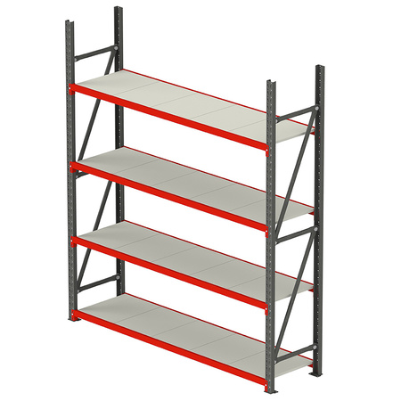 Regał magazynowy 4-półkowy Mega-M FORTIS H-200 cm L-267 cm G-60 cm moduł bazowy N