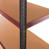 Regał magazynowy Mega-M BASIC PLUS H-180 cm L-150 cm G-45 cm 5 półek z MDF 6.8 mm 275 kg grafitowo-czerwony
