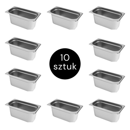 Pojemnik GN 1/3 ze stali nierdzewnej Mega-M 32,5×17,6x15cm zestaw 10 szt.