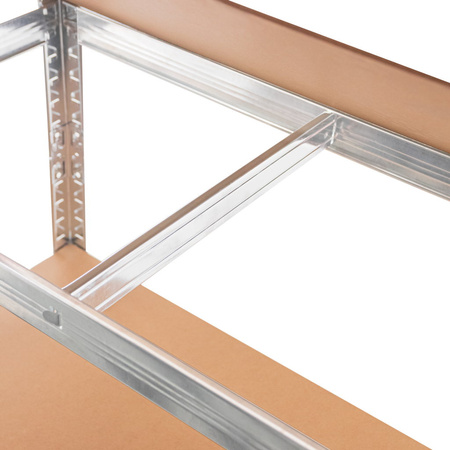 Regał magazynowy Mega-M Basic H-205 cm L-100 cm G-40 cm 5 półek z MDF 4 mm (175kg) ocynk N