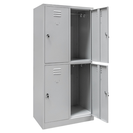Szafka ubraniowa skrytkowa BHP Mega-M J-80/4 4 drzwiowa szara S-80 cm G-50 cm H-180 cm skręcana N