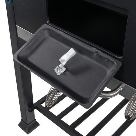 Grill ogrodowy węglowy z pokrywą Mega-M 1x stolik boczny 56x42 cm czarny