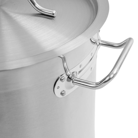 Garnek ze stali nierdzewnej AISI 443 wysoki z pokrywką Mega-M PRO 12L 25x25 cm