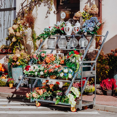 Wózek duński na kwiaty Mega-M baza+3 półki pochylny