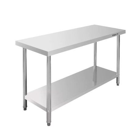 Stół ze stali nierdzewnej centralny z półką Mega-M STANDARD S-140 cm G-60 cm H-85 cm N