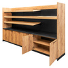 Regał ekspozycyjno-sprzedażowy zakasowy Mega-M H- 230 cm L- 364 cm G- 63 cm dąb kraft/czarny