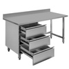 Stół gastronomiczny ze stali nierdzewnej przyścienny z blokiem szuflad po lewej stronie Mega-M 180x70x85 cm