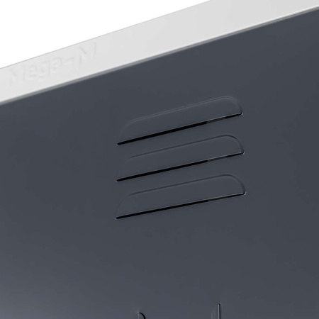 Szafa gospodarcza socjalna Mega-M 1-drzwiowa z półkami S-50 cm szara grafitowy front