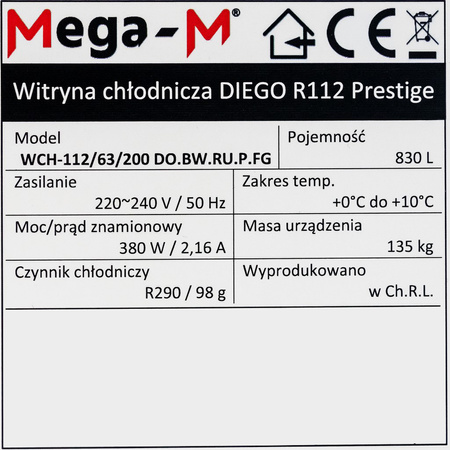 Witryna chłodnicza Mega-M DIEGO R112 Prestige N