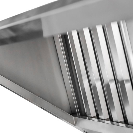 Okap gastronomiczny skrzyniowy z łapaczem tłuszczu Mega-M 200x100x50 cm stal nierdzewna