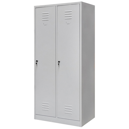 Szafka ubraniowa BHP Mega-M J-80 2 drzwiowa z przegrodami szara S-80 cm G-50 cm H-180 cm skręcana N