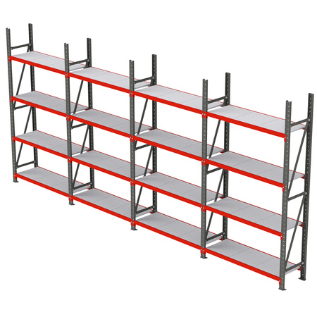 Regał magazynowy 16-półkowy Mega-M FORTIS H-200 cm L-642.5 cm G-50 cm