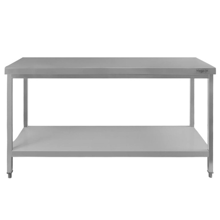 Stół ze stali nierdzewnej centralny z półką Mega-M S-140 cm G-70 cm H-85 cm N