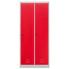 Szafka ubraniowa BHP Mega-M J-80 2 drzwiowa z przegrodami szara/ czerwony front S-80 cm G-50 cm H-180 cm skręcana (wysyłka paletowa) N