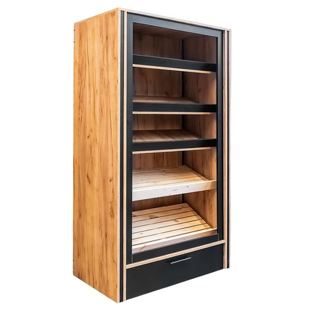 Regał na pieczywo otwarty Mega-M H- 204 cm L- 110 cm G- 62 cm dąb kraft / czarny N