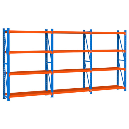Regał magazynowy 4-półkowy Mega-M FORTIS LIGHT H-200 cm L-585 cm G-60 cm zestaw (3 moduły) N