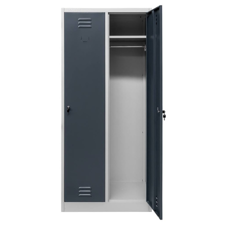 Szafka BHP ubraniowa Mega-M pracownicza 2-drzwiowa S-80 cm szara/grafitowy front