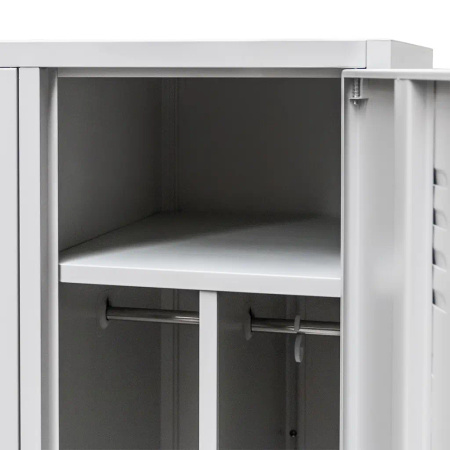 Szafka ubraniowa BHP Mega-M J-80 2 drzwiowa z przegrodami szara S-80 cm G-50 cm H-180 cm skręcana N
