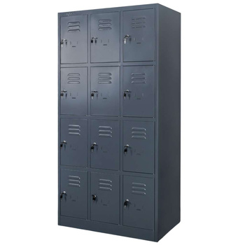 Szafka skrytkowa BHP Mega-M 12 skrytek 90x50x180 cm grafitowa