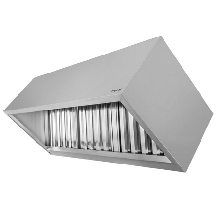 Okap gastronomiczny skrzyniowy z łapaczem tłuszczem Mega-M 180x70x50 cm stal nierdzewna