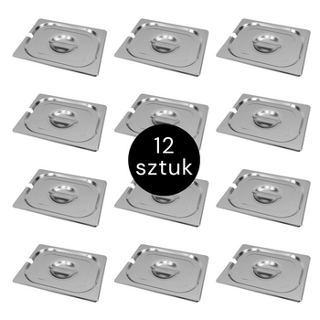 Pokrywka do GN 1/2 ze stali nierdzewnej Mega-M 32,5×26,5 cm z wycięciem na chochlę zestaw 12 szt.