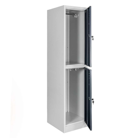 Szafka ubraniowa skrytkowa BHP Mega-M J-40/2 2 drzwiowa szara/ grafitowy front S-40 cm G-50 cm H-180 cm skręcana N