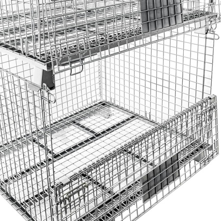 Pojemnik siatkowy Gitterbox S-120 cm G-100 cm H-89 cm oczko 5x5 cm wzmacniany z otwieranym bokiem ocynk N