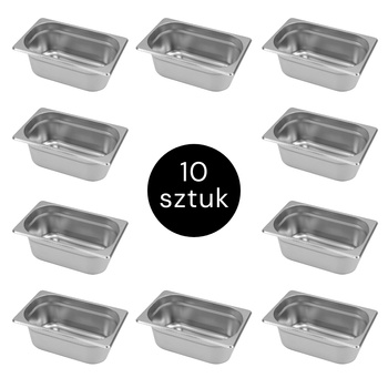 Pojemnik GN 1/4 ze stali nierdzewnej Mega-M 26,5×16,2x15cm zestaw 10 szt.